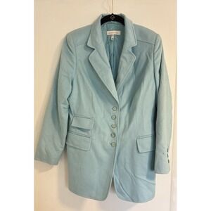 Escada Baby Blue Wool Angora Rabbit Blend Blazer‎ Coat Womens 42 Italy Vintage